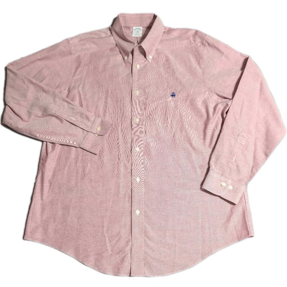 Brooks Brothers Regent Shirt Mens XL Pink Supima Cotton Button Down Dress